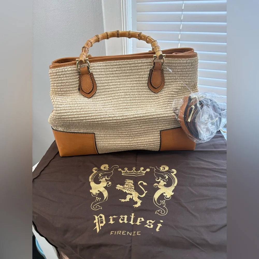 PRATESI Sarteano Shoulder Bag Bamboo Handle S291/PCE - Summer Brown